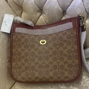 Coach Tan and Brown Signature Shoulder Bag